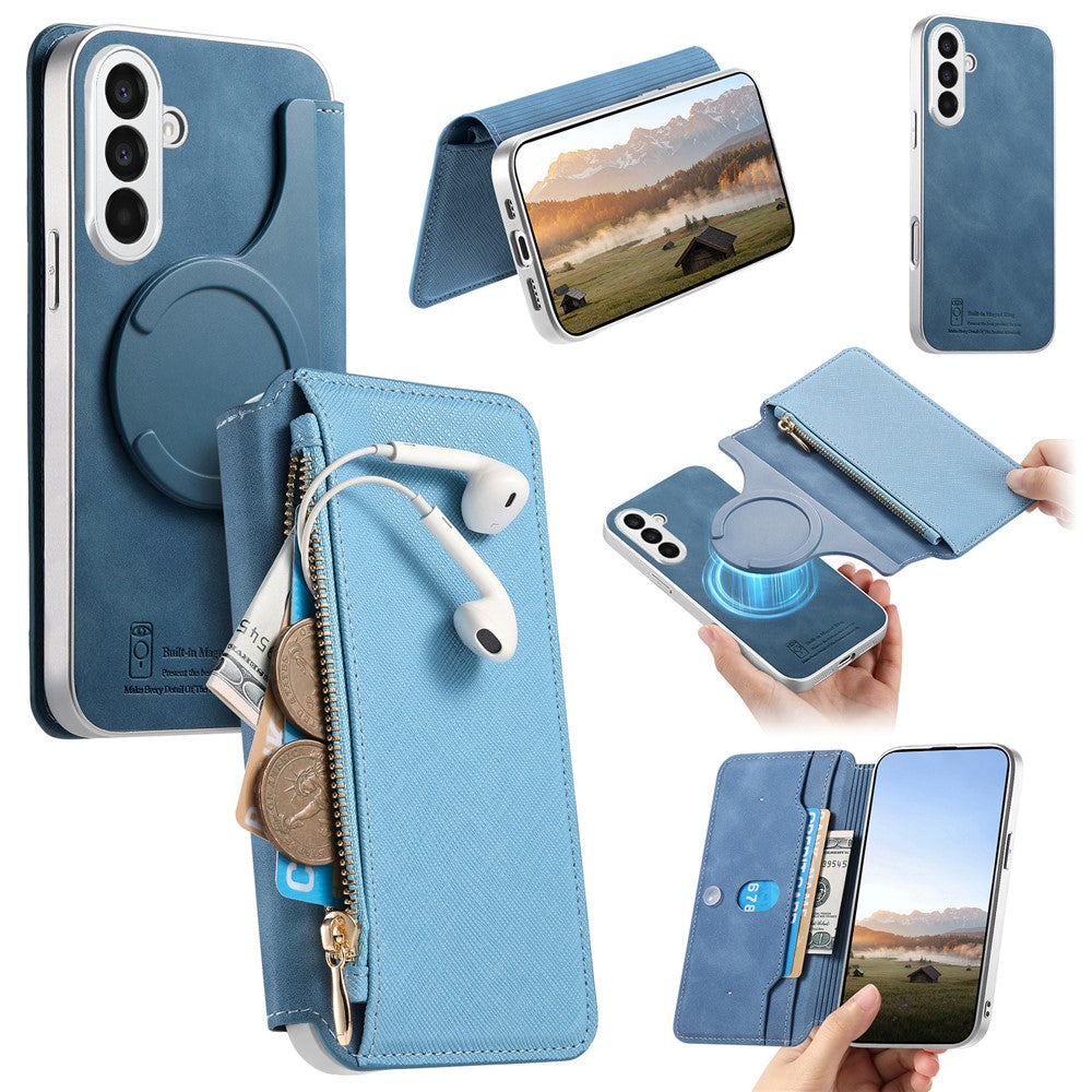 For Samsung Galaxy S25 Magnetic Case Detachable 2 in 1 Flip Wallet Leather Phone Cover with Suction Cup