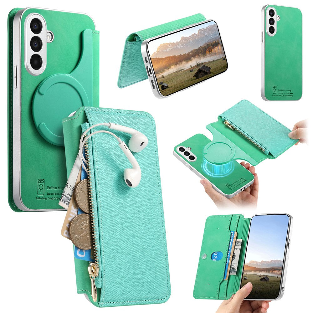 For Samsung Galaxy S25 Magnetic Case Detachable 2 in 1 Flip Wallet Leather Phone Cover with Suction Cup
