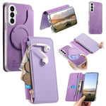 For Samsung Galaxy S25 Magnetic Case Detachable 2 in 1 Flip Wallet Leather Phone Cover with Suction Cup
