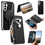 For Samsung Galaxy S25 Magnetic Case Detachable 2 in 1 Flip Wallet Leather Phone Cover with Suction Cup