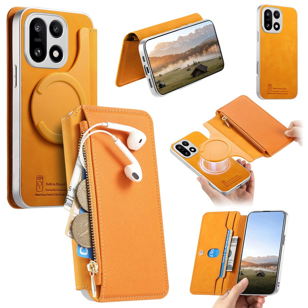 For OnePlus 15 5G Magnetic Case Detachable 2 in 1 Flip Wallet Leather Phone Cover with Suction Cup