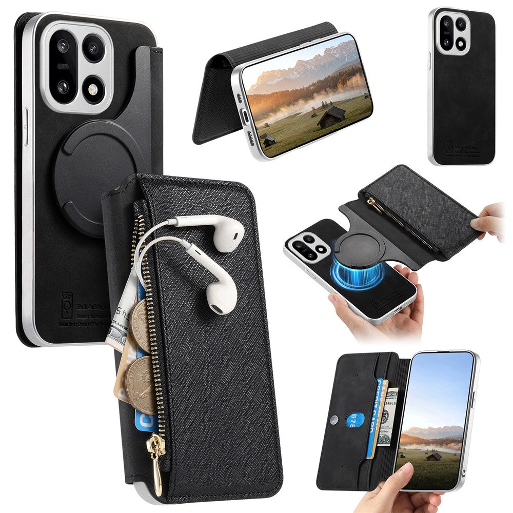 For OnePlus 15 5G Magnetic Case Detachable 2 in 1 Flip Wallet Leather Phone Cover with Suction Cup