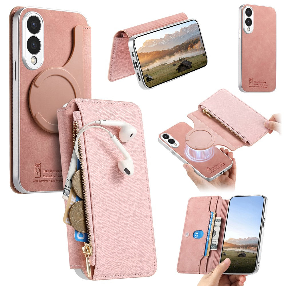 For Samsung Galaxy S25 Edge Magnetic Case Detachable 2 in 1 Flip Wallet Leather Phone Cover with Suction Cup