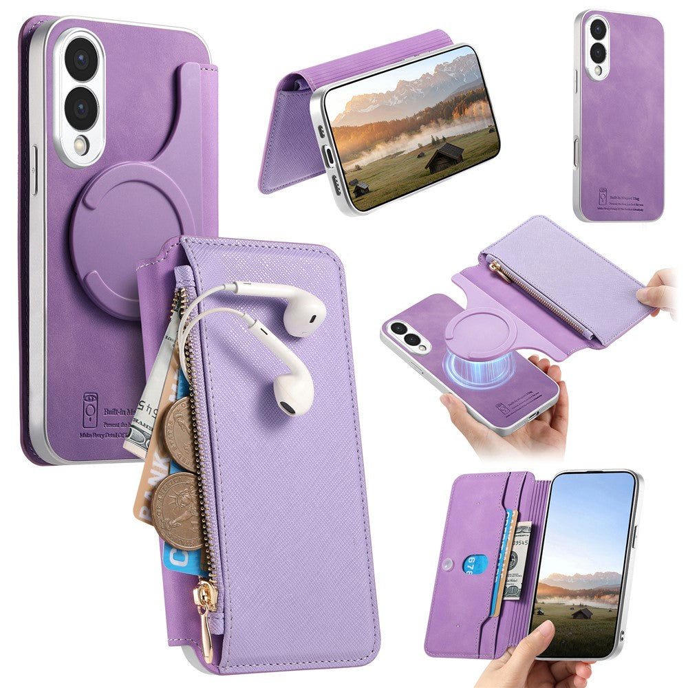 For Samsung Galaxy S25 Edge Magnetic Case Detachable 2 in 1 Flip Wallet Leather Phone Cover with Suction Cup