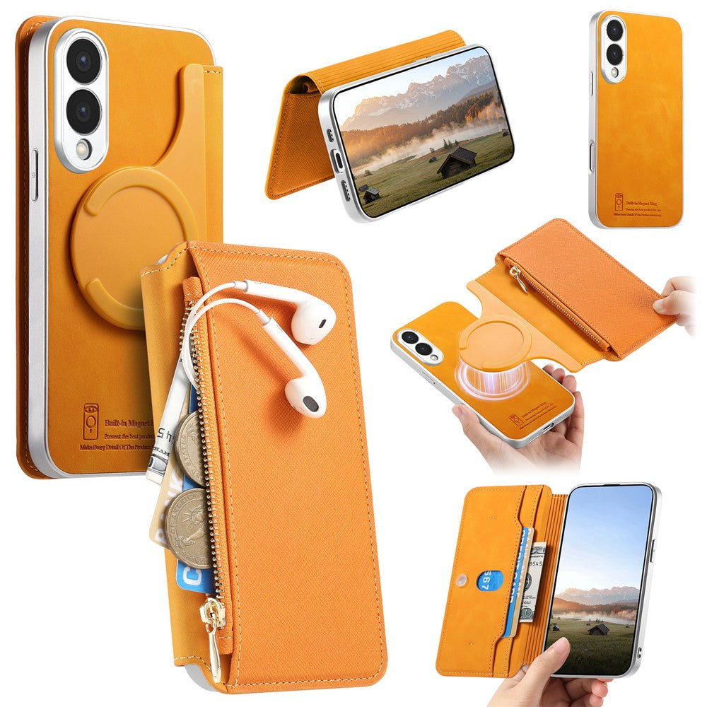 For Samsung Galaxy S25 Edge Magnetic Case Detachable 2 in 1 Flip Wallet Leather Phone Cover with Suction Cup
