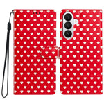 For Samsung Galaxy S26+ Case Heart Pattern PU Leather Flip Wallet Stand Phone Cover with Wrist Strap