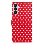 For Samsung Galaxy S26+ Case Heart Pattern PU Leather Flip Wallet Stand Phone Cover with Wrist Strap