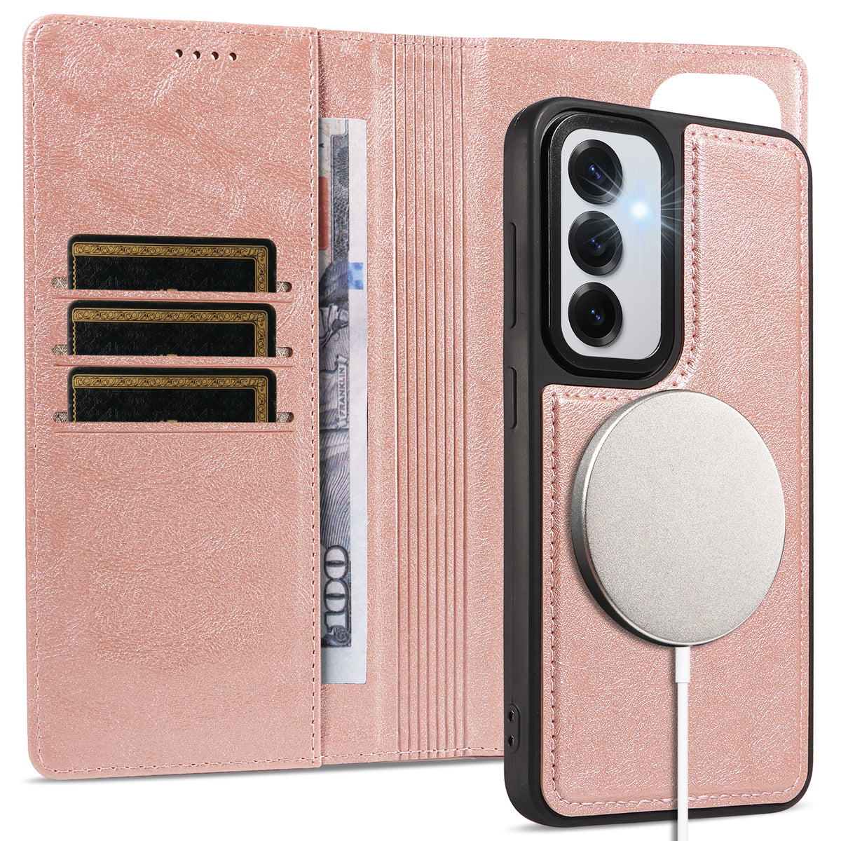For Samsung Galaxy S24 / Galaxy S25 Magnetic Case Detachable 2 in 1 Leather Wallet Phone Cover