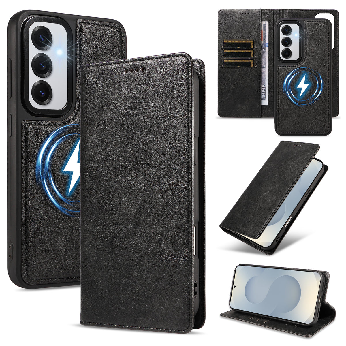 Samsung Galaxy S24 / Galaxy S25 Magnetiskt fodral Avtagbart 2-i-1 Läderplånboksfodral