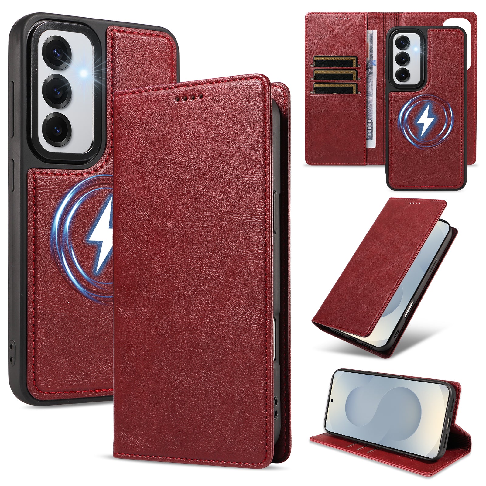 Samsung Galaxy S24 / Galaxy S25 Magnetiskt fodral Avtagbart 2-i-1 Läderplånboksfodral