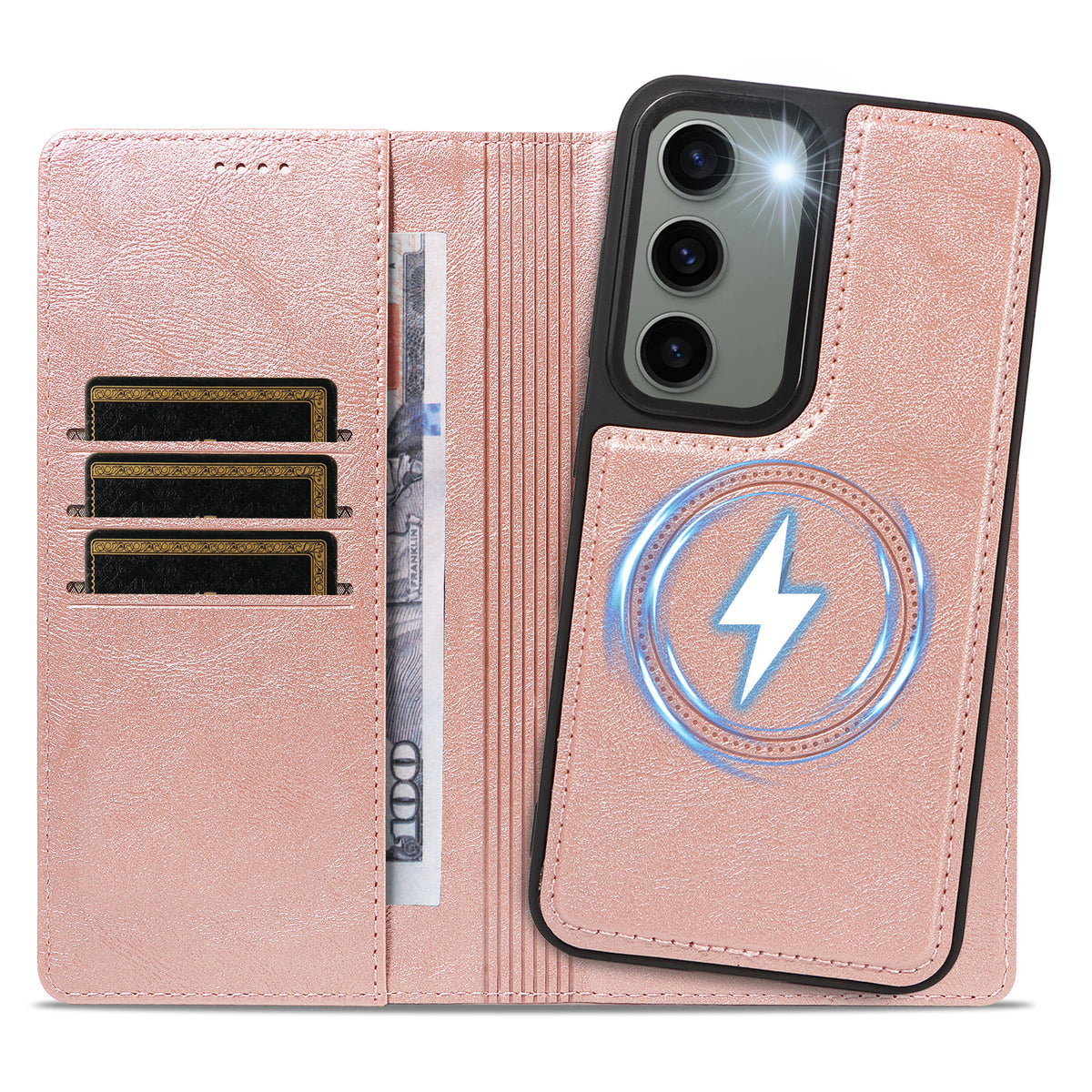 For Samsung Galaxy S23 Magnetic Case Detachable 2 in 1 Leather Wallet Phone Cover