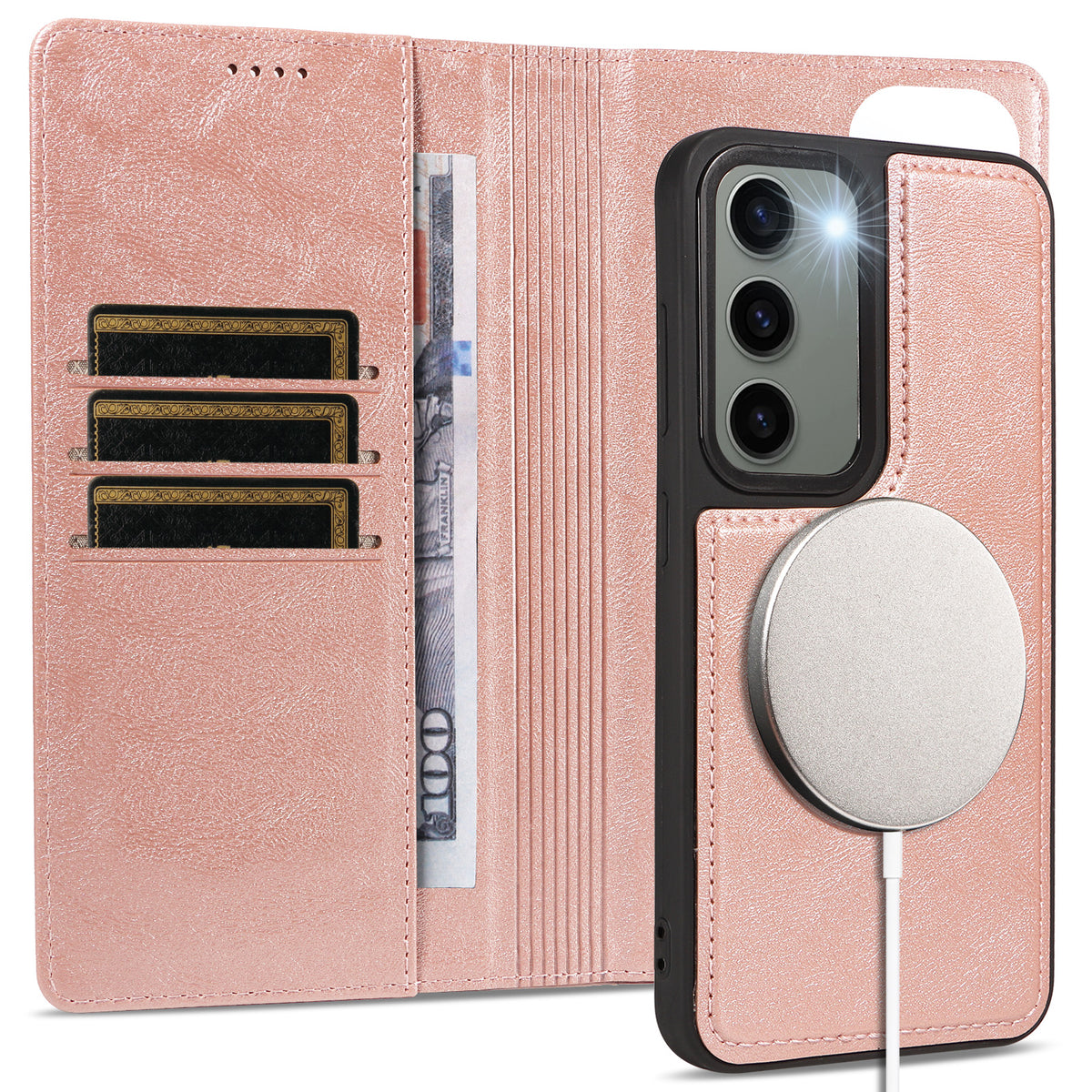 For Samsung Galaxy S23 Magnetic Case Detachable 2 in 1 Leather Wallet Phone Cover