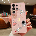 Til Samsung Galaxy A56 5G / A36 5G / A37 5G Magnetisk Cover Tegneserie Astronaut Design TPU Anti-Skrid Stødresistent Telefoncover