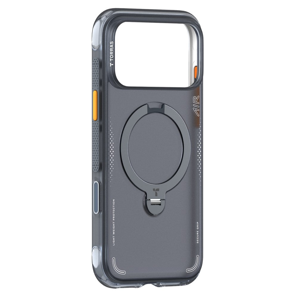 TORRAS Ostand Q3 Air Series til iPhone 18 Pro / 17 Pro Cover Stødsikkert PC + TPU Telefoncover med Støttefod
