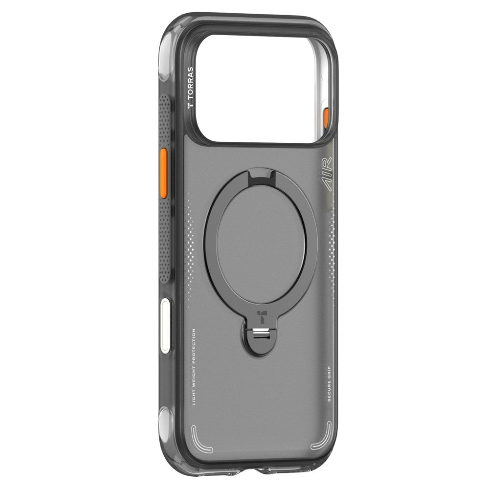 TORRAS Ostand Q3 Air Series til iPhone 18 Pro / 17 Pro Cover Stødsikkert PC + TPU Telefoncover med Støttefod