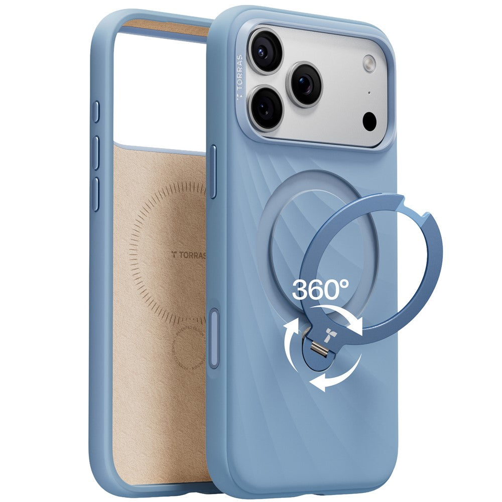 TORRAS Ostand Q3 Silicone Wind Series for iPhone 18 Pro / 17 Pro Magnetic Case Rotating Kickstand Liquid Silicone + PC Phone Cover