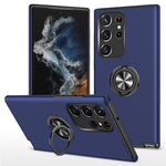For Samsung Galaxy S23 Ultra Rotation Ring Kickstand Anti-fall Case Hard PC+Soft TPU Dual Layer Protection Phone Cover