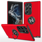 For Samsung Galaxy S23 Ultra Rotation Ring Kickstand Anti-fall Case Hard PC+Soft TPU Dual Layer Protection Phone Cover