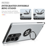 For Samsung Galaxy S23 Ultra Rotation Ring Kickstand Anti-fall Case Hard PC+Soft TPU Dual Layer Protection Phone Cover