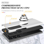 For Samsung Galaxy S23 Ultra Rotation Ring Kickstand Anti-fall Case Hard PC+Soft TPU Dual Layer Protection Phone Cover