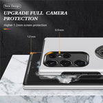 For Samsung Galaxy S23 Ultra Rotation Ring Kickstand Anti-fall Case Hard PC+Soft TPU Dual Layer Protection Phone Cover
