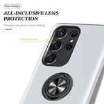 For Samsung Galaxy S23 Ultra Rotation Ring Kickstand Anti-fall Case Hard PC+Soft TPU Dual Layer Protection Phone Cover