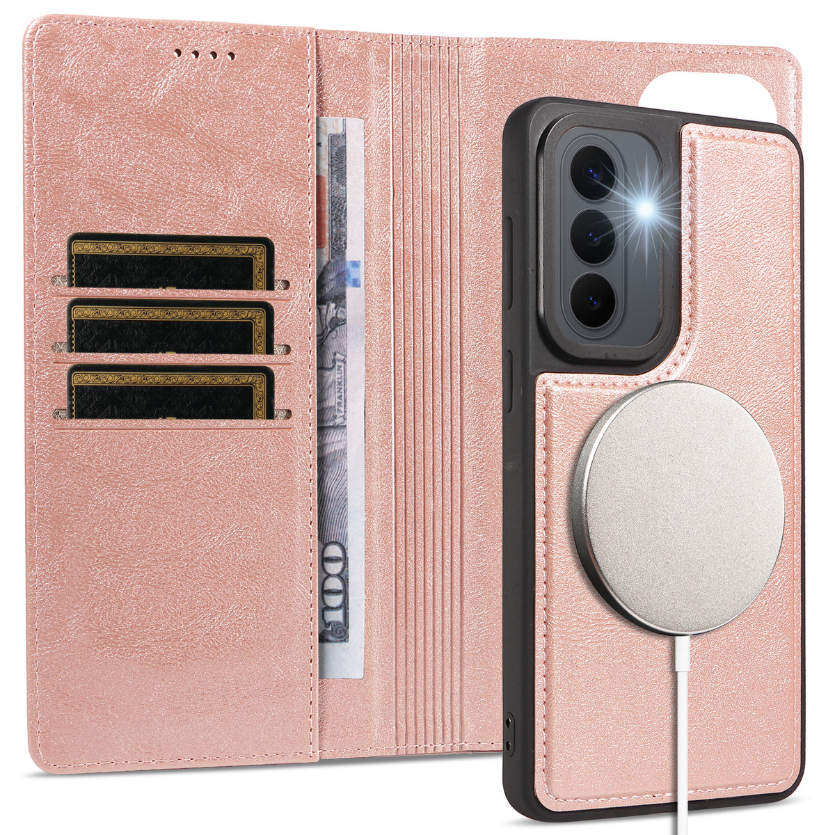For Samsung Galaxy S26+ Magnetic Case Detachable 2 in 1 Leather Wallet Phone Cover