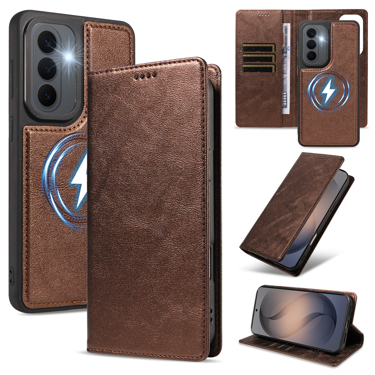 For Samsung Galaxy S26+ Magnetic Case Detachable 2 in 1 Leather Wallet Phone Cover