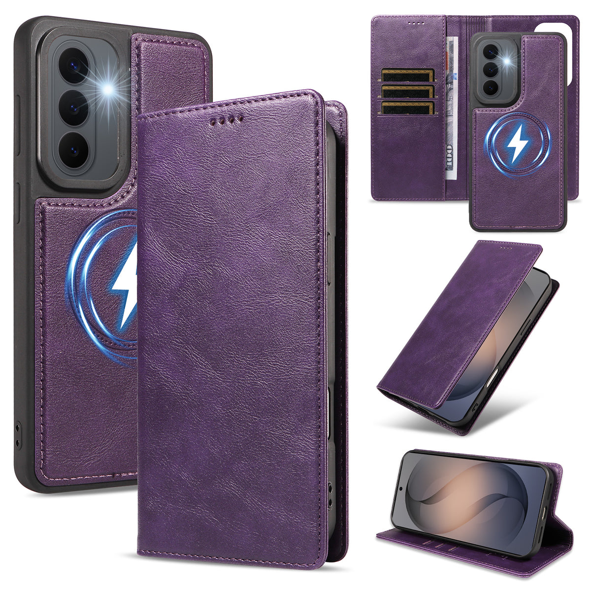 For Samsung Galaxy S26+ Magnetic Case Detachable 2 in 1 Leather Wallet Phone Cover
