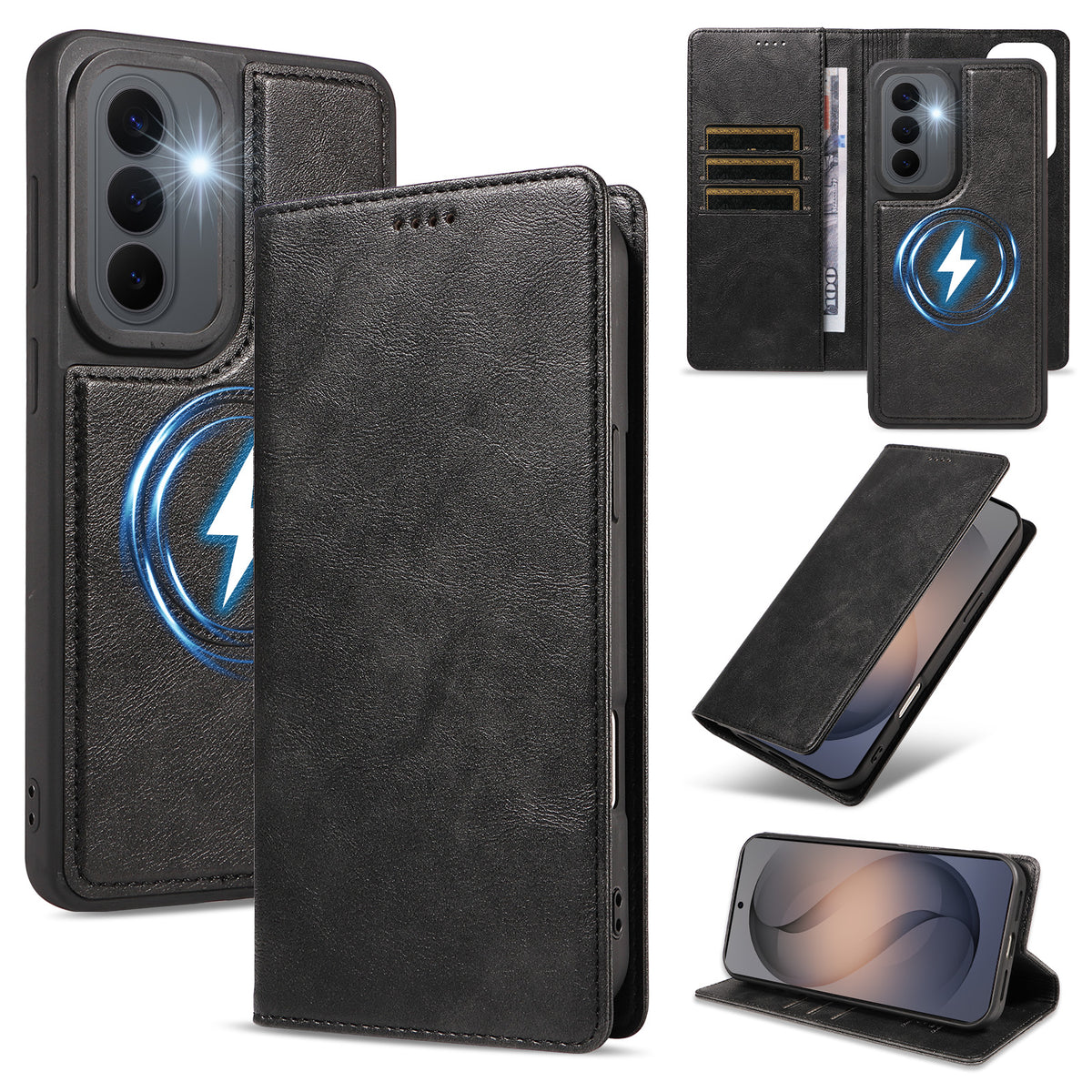 For Samsung Galaxy S26+ Magnetic Case Detachable 2 in 1 Leather Wallet Phone Cover
