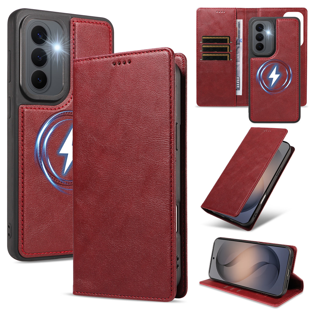 For Samsung Galaxy S26+ Magnetic Case Detachable 2 in 1 Leather Wallet Phone Cover
