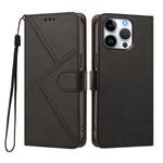For iPhone 16 Pro Case Diamond Stitch PU Leather Wallet Flip Phone Cover with Wrist Strap