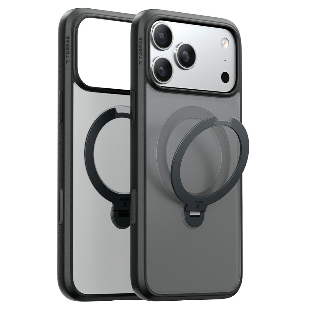 TORRAS Ostand Q3 Spin Series til iPhone 18 Pro / 17 Pro cover Magnetisk roterende støtteben PC + TPU telefoncover