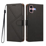 For iPhone 16 Case Diamond Stitch PU Leather Wallet Flip Phone Cover with Wrist Strap