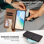 For iPhone 16 Case Diamond Stitch PU Leather Wallet Flip Phone Cover with Wrist Strap