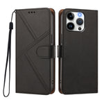 For iPhone 15 Pro Case Diamond Stitch PU Leather Wallet Flip Phone Cover with Wrist Strap
