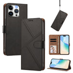 For iPhone 15 Pro Case Diamond Stitch PU Leather Wallet Flip Phone Cover with Wrist Strap