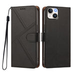 For iPhone 15 Case Diamond Stitch PU Leather Wallet Flip Phone Cover with Wrist Strap