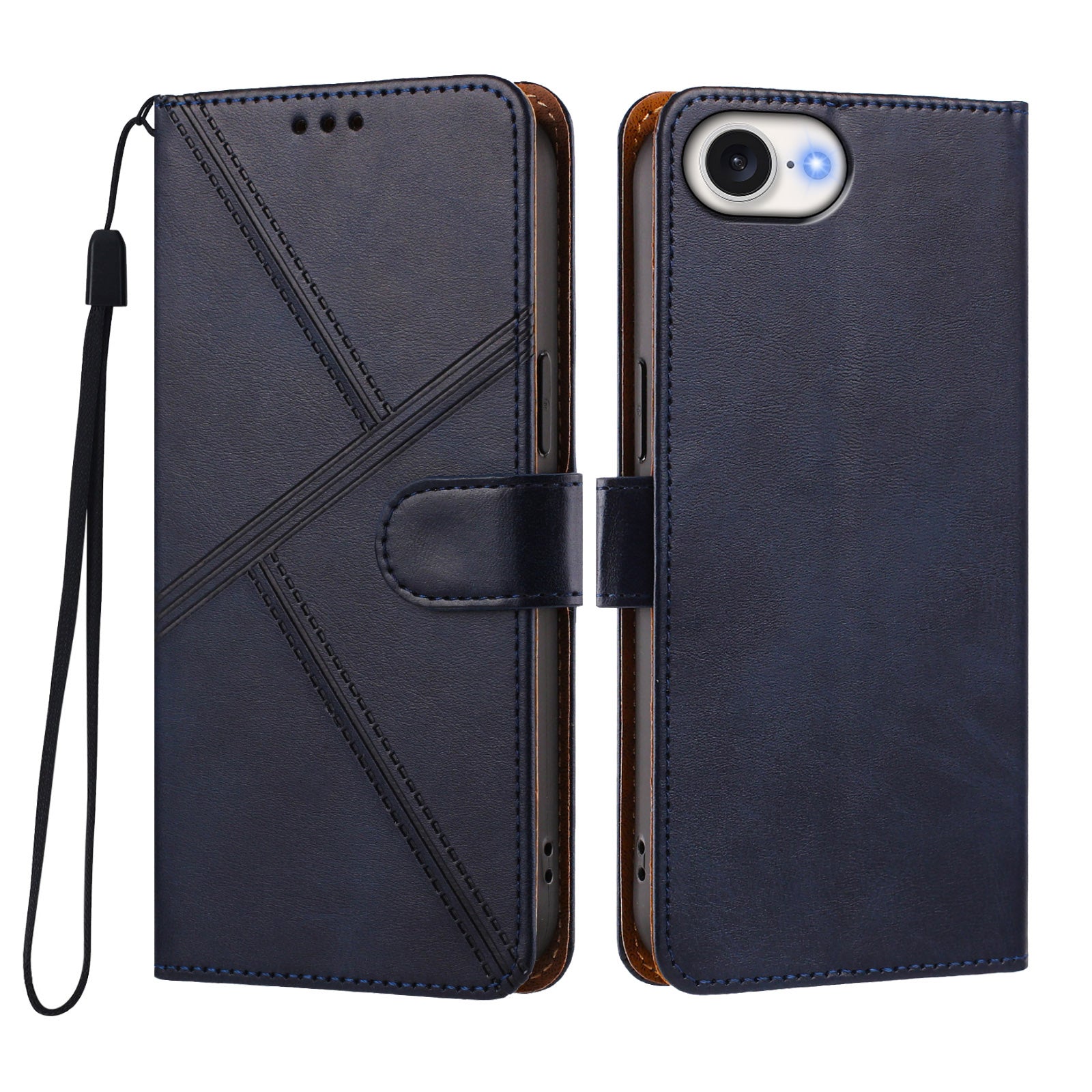 Til iPhone 17e / iPhone 16e cover Diamantsyet PU-læderpung flip telefoncover med håndledsrem