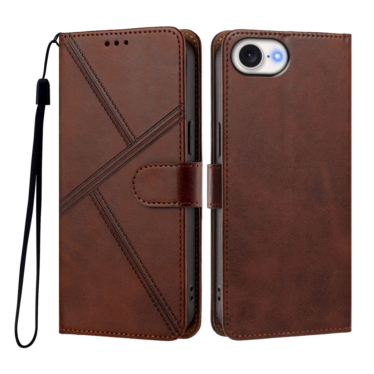 For iPhone 17e / iPhone 16e Case Diamond Stitch PU Leather Wallet Flip Phone Cover with Wrist Strap