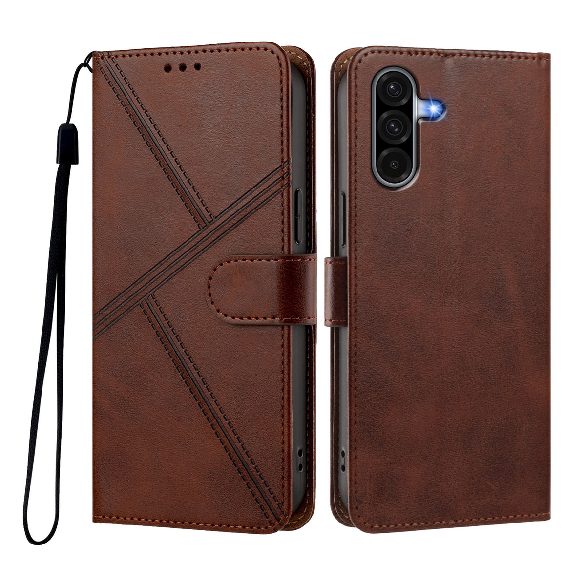 Samsung Galaxy A18 4G / A18 5G / A17 4G / A17 5G / A26 5G-etui med Diamond Stitch, PU-læder, pungetui med flip-etui og håndledsrem
