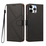 For iPhone 15 Pro Max Case Diamond Stitch PU Leather Wallet Flip Phone Cover with Wrist Strap
