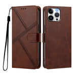 For iPhone 15 Pro Max Case Diamond Stitch PU Leather Wallet Flip Phone Cover with Wrist Strap