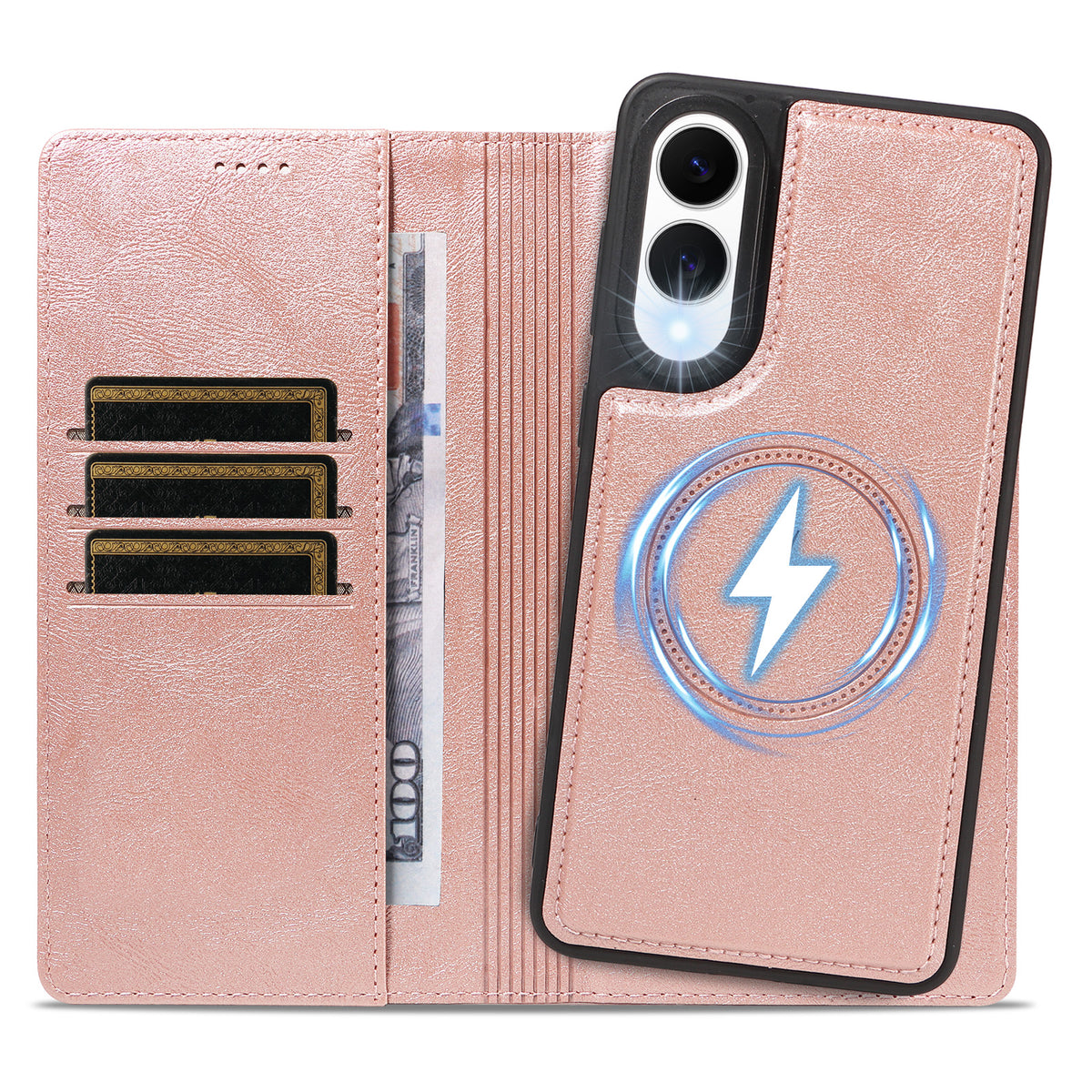 For Samsung Galaxy S25 Edge Magnetic Case Detachable 2 in 1 Leather Wallet Phone Cover