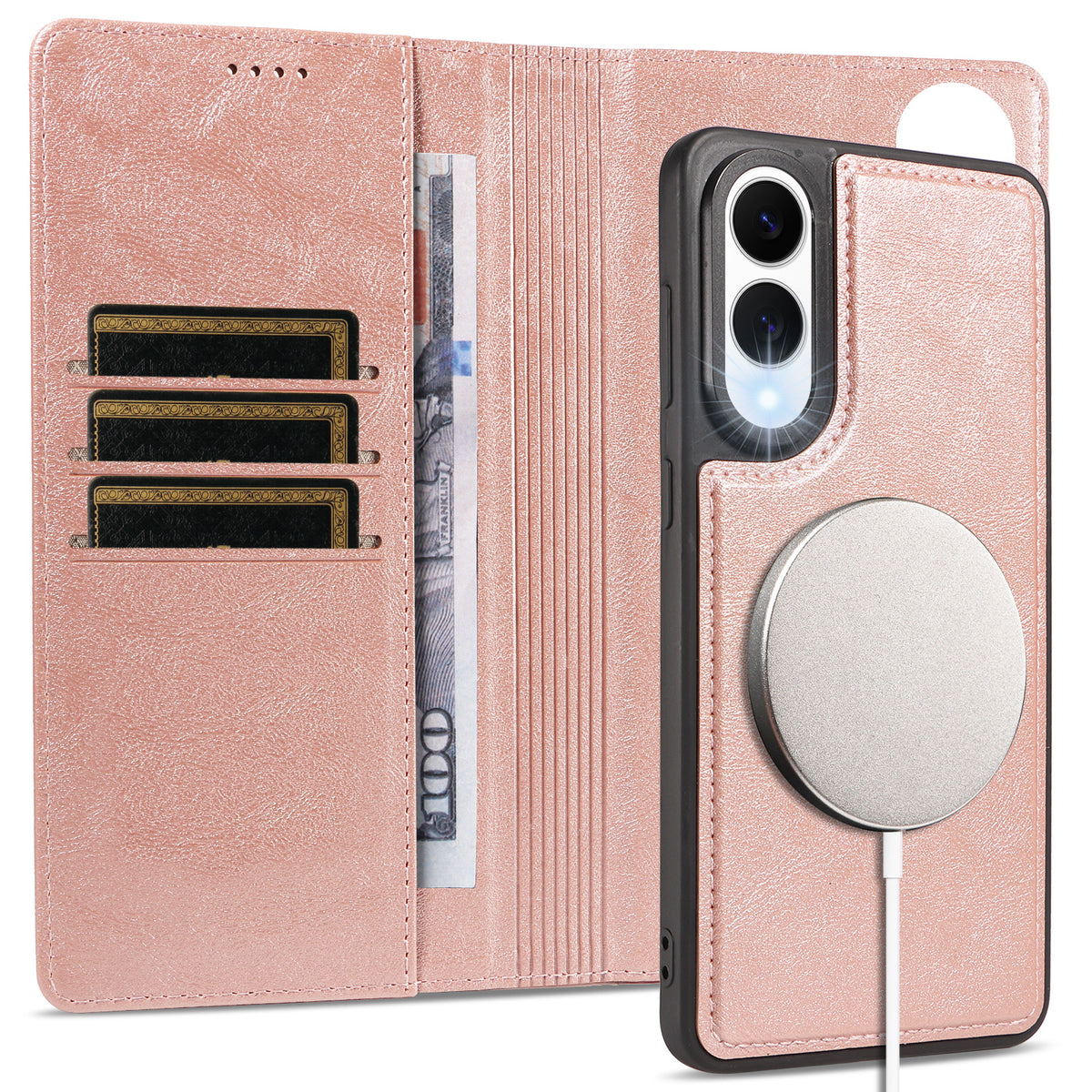 For Samsung Galaxy S25 Edge Magnetic Case Detachable 2 in 1 Leather Wallet Phone Cover