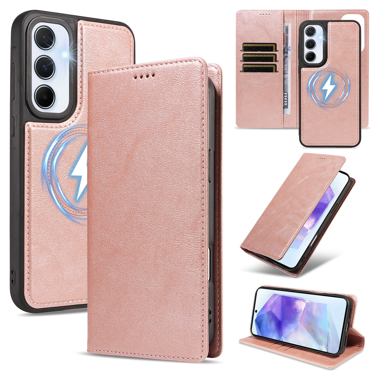 Til Samsung Galaxy A55 5G Magnetisk Etui Aftageligt 2-i-1 Læder Pung Telefoncover