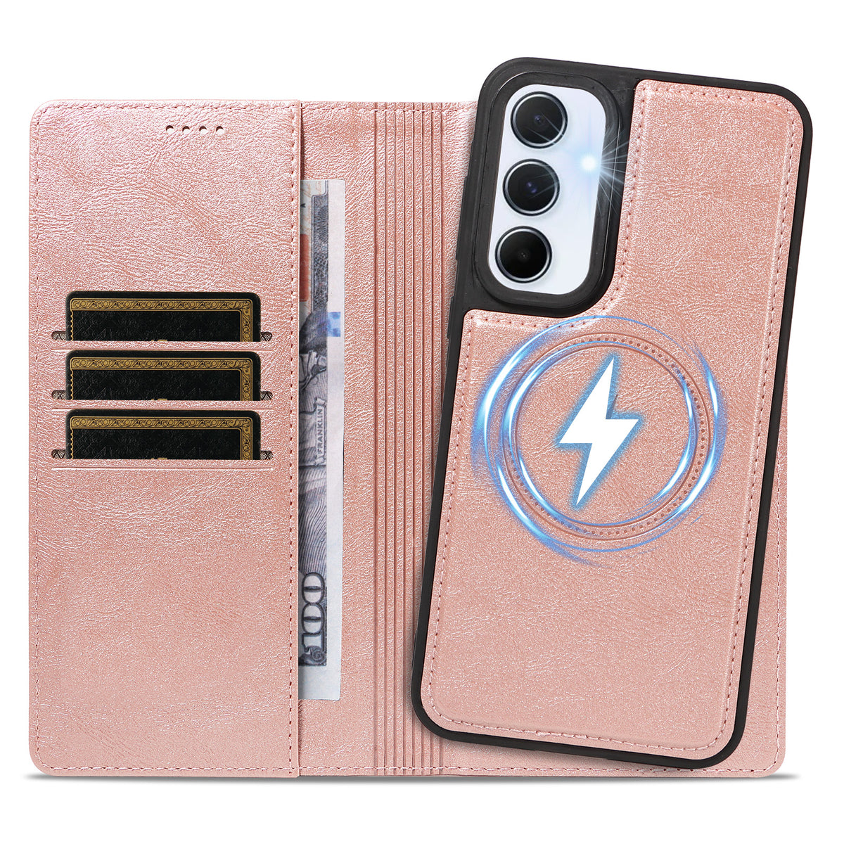 Til Samsung Galaxy A55 5G Magnetisk Etui Aftageligt 2-i-1 Læder Pung Telefoncover