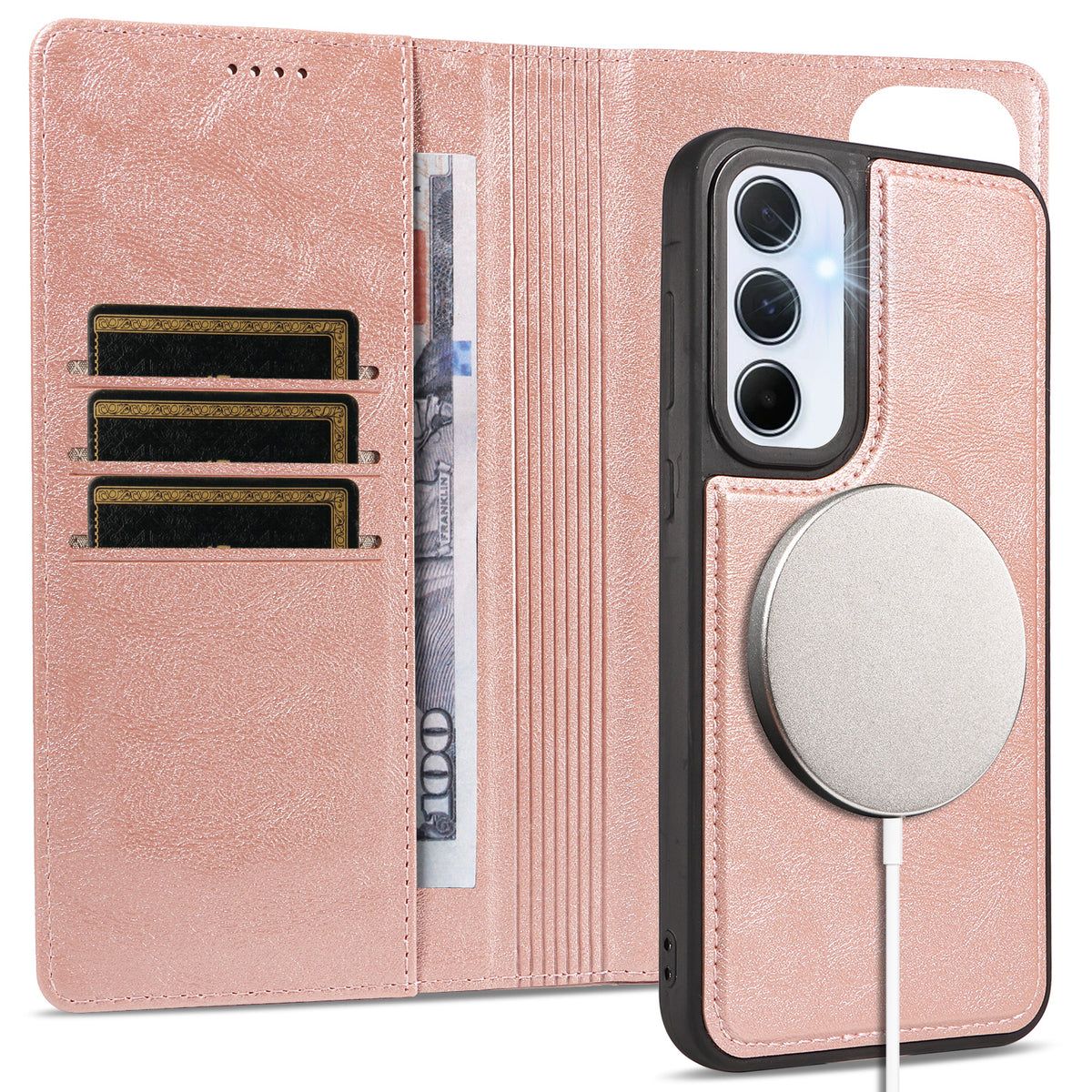 Til Samsung Galaxy A55 5G Magnetisk Etui Aftageligt 2-i-1 Læder Pung Telefoncover