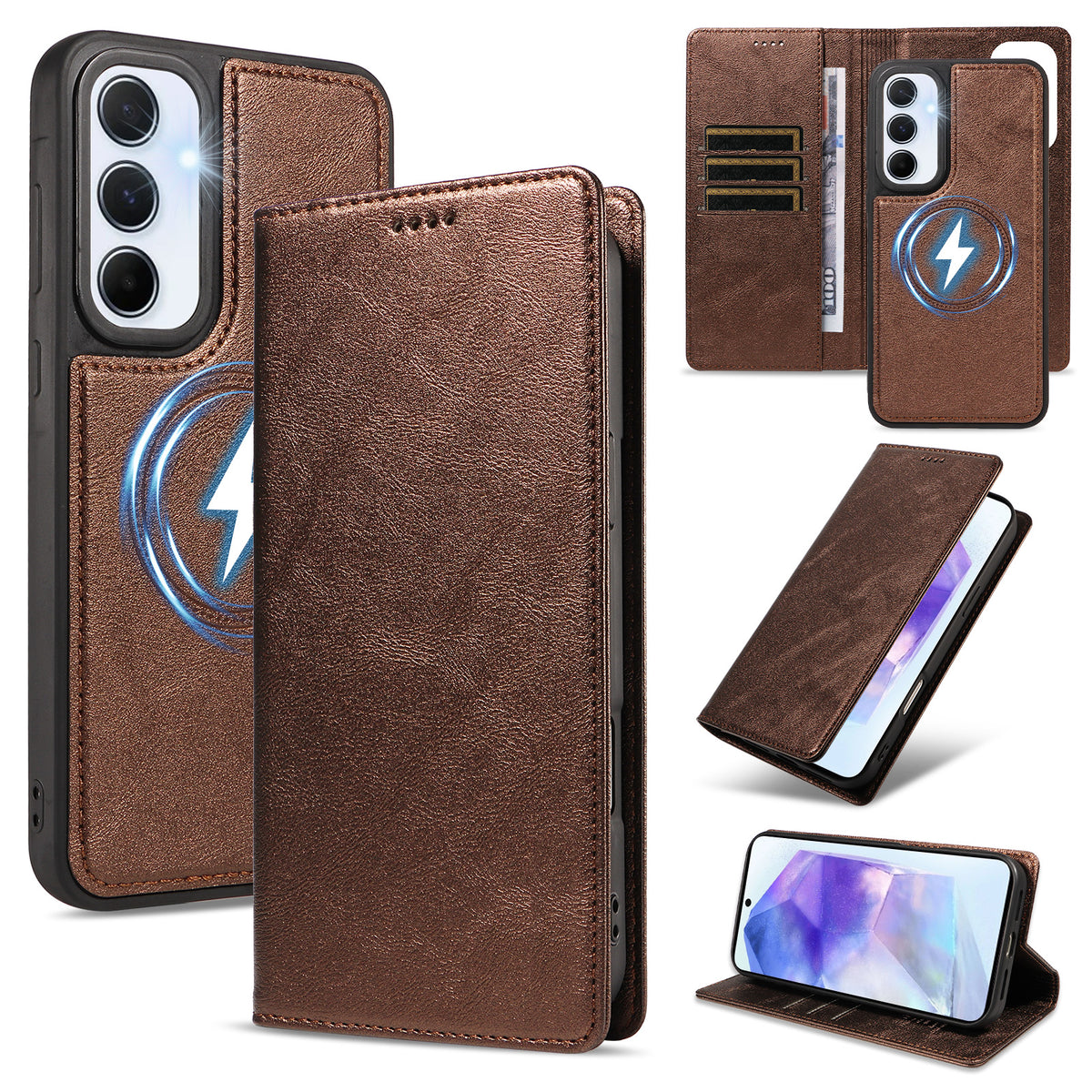 Til Samsung Galaxy A55 5G Magnetisk Etui Aftageligt 2-i-1 Læder Pung Telefoncover