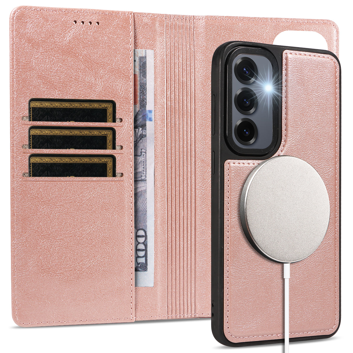 For Samsung Galaxy S24+ / Galaxy S25+ Magnetic Case Detachable 2 in 1 Leather Wallet Phone Cover
